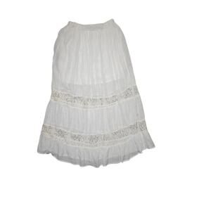 Vintage Y2K Madison White Lace Tiered Ruffle Trim Cottagecore Coquette Skirt L